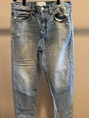 WE THE FREE denim jeans, distressed, lighter blue, size 26, 26.5" inseam